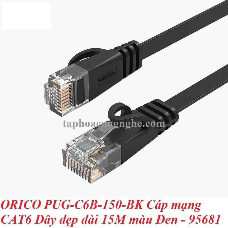 Orico 95681 PUG-C6B-150-BK CAT6 Dây dẹp 15M màu Đen Cáp mạng 30095681
